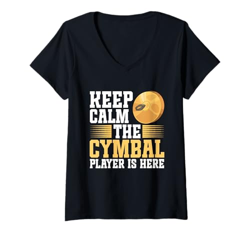 Damen Percussion Section Be Calm Marching Band Beckenspieler T-Shirt mit V-Ausschnitt von Cymbals Clothing For Percussionist & Cymbal Lover