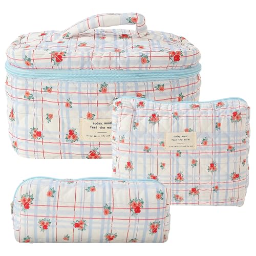 Cymwer 3pcs Speichertasche Set, gedruckte Frauen Gesteppte Kosmetikbeutel große Kapazität Reißverschluss Schließung Mädchen Baumwoll -ästhetische Toilierten Cymwer 3pcs Speichertasche Set, gedruckte Frauen Gesteppte Kosmetikbeutel große Kapazität Reißverschluss Schließung Mädchen Baumwoll -ästhetische Toilierten von Cymwer
