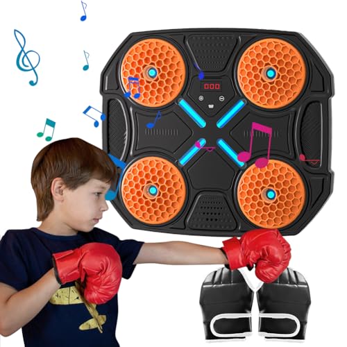 Cymwer Musik-Boxmaschine mit Boxhandschuhen, intelligente Musik-Boxmaschine mit leicht einstellbarer Geschwindigkeit, Boxspiel for Kinder und Erwachsene von Cymwer