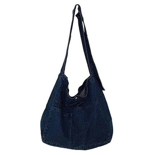 Cymwer Unisex faltbare Umhängetasche, große Kapazität, Jeans-Tasche mit Griff oben, vielseitige Denim-Umhängetasche, lässige wiederverwendbare Einkaufstasche von Cymwer