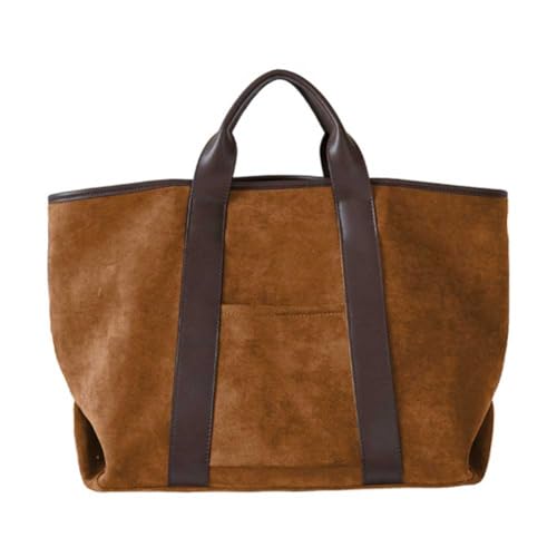 Cymwer Wildleder Handtasche Groß Damen, Suede Tote Bag Wildleder Shopper Tasche Damen Groß Beuteltasche Herbst Tragetasche for Pendeln Arbeiten von Cymwer