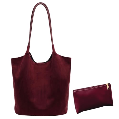 Cymwer Wildleder Tote Taschen for Damen Arbeit Taschen Magnetverschluss Wildleder Slouchy Tasche Hobo Handtasche Büro Taschen Tote Handtasche von Cymwer