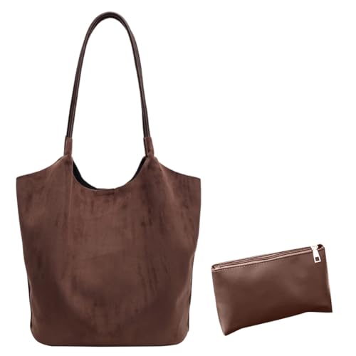 Cymwer Wildleder Tote Taschen for Damen Arbeit Taschen Magnetverschluss Wildleder Slouchy Tasche Hobo Handtasche Büro Taschen Tote Handtasche von Cymwer