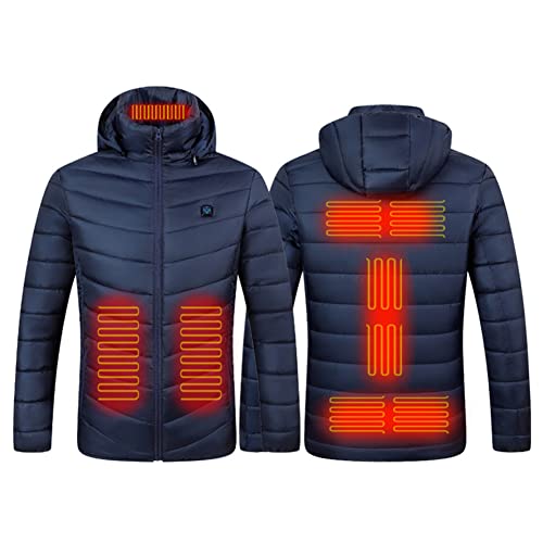 USB Elektrisch Beheizte Kapuzenjacke for Männer Frauen, Thermomantel Kleidung 9 Bereiche Winter Thermojacken Wasserdicht Winddicht Warm for Outdoor, Wandern Reiten Skifahren von Cymwer