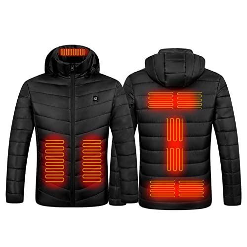 USB Elektrisch Beheizte Kapuzenjacke for Männer Frauen, Thermomantel Kleidung 9 Bereiche Winter Thermojacken Wasserdicht Winddicht Warm for Outdoor, Wandern Reiten Skifahren von Cymwer