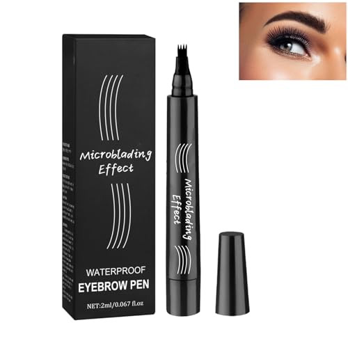 Augenbrauenstift Mit Mikro-Gabelspitze-Applikator, Wasserfester Augenbrauenstift Wischfester Augenbrauen Tattoo Stift, Erzeugt Mühelos Natürlich Aussehende Brauen (schwarz) von Cynamus
