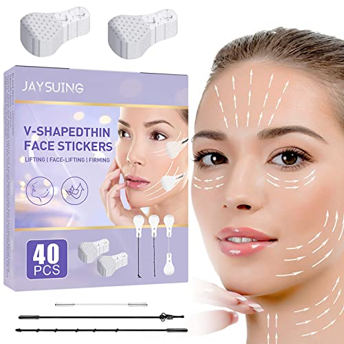 Cynamus Face Lifting Tape, Lift Gesicht Aufkleber, V-Form Facelifting Klebeband, Make-up Facelifting Werkzeuge für Gesicht, Facelifting Klebeband Unsichtbare Dünne Gesichtsaufkleber, 40 Stück von Cynamus