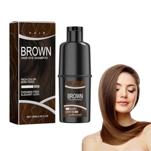 Hair Dye Shampoo, Natürliches Haarfärbeshampoo 3-In-1 Haarfarbe Haarfärbeshampoo Für Graues Haarfarbe Shampoo Für Graues Haar, Sofort-Haarfarben-Shampoo Instant Hair Color Für Männer Frauen (braun) von Cynamus