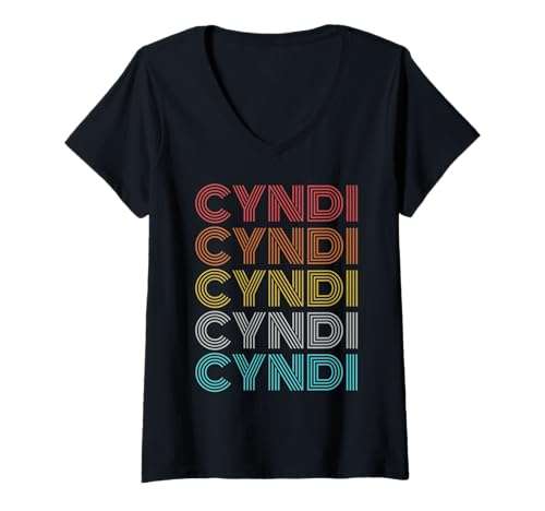 Damen Cyndi im Retro-Look T-Shirt mit V-Ausschnitt Damen Cyndi im Retro-Look T-Shirt mit V-Ausschnitt von Cyndi Shirt Vintage Retro Apparel