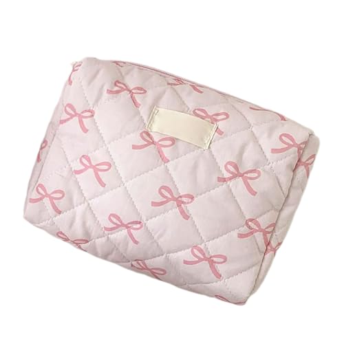 Cyni Kosmetiktasche mit Schleifen-Aufdruck, modischer Kulturbeutel, Organizer, geräumiger Make-up-Halter mit Reißverschluss für den täglichen Gebrauch, A von Cyni