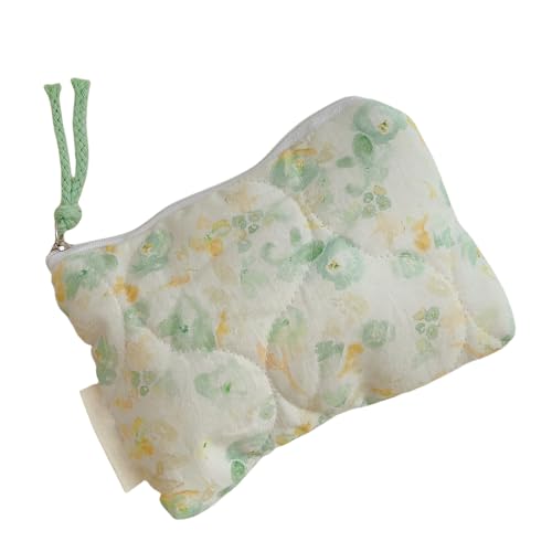 Modische Make-up-Tasche aus Baumwolle mit Blumenmuster für Damen, tragbare Kosmetiktasche mit Reißverschluss, Reise-Kulturbeutel von Cyni