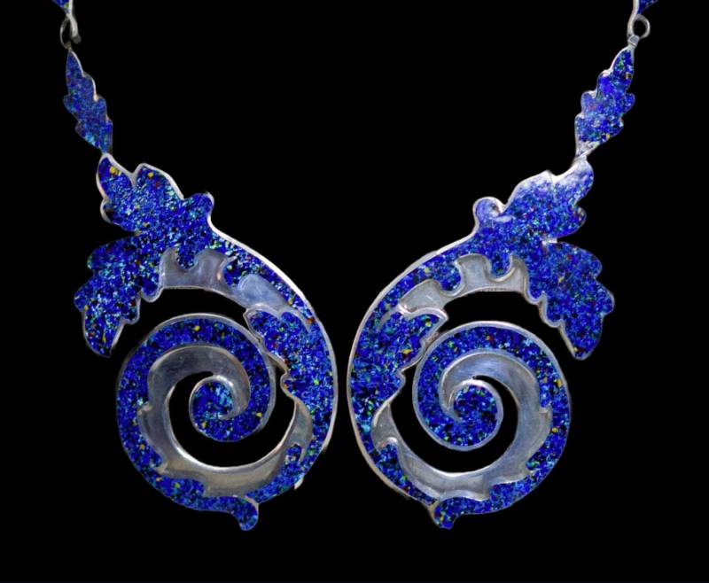 Vintage Margot De Taxco Sterling Silber Emaille Blau Konfetti Halskette Vintage Margot De Taxco Sterling Silber Emaille Blau Konfetti Halskette von CynsFinds