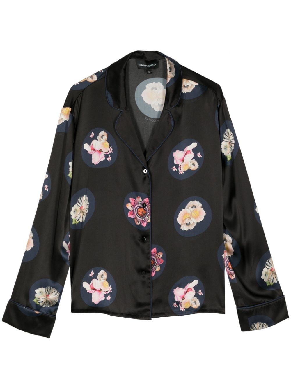 Cynthia Rowley Seidenhemd mit Blumen-Print - Schwarz von Cynthia Rowley