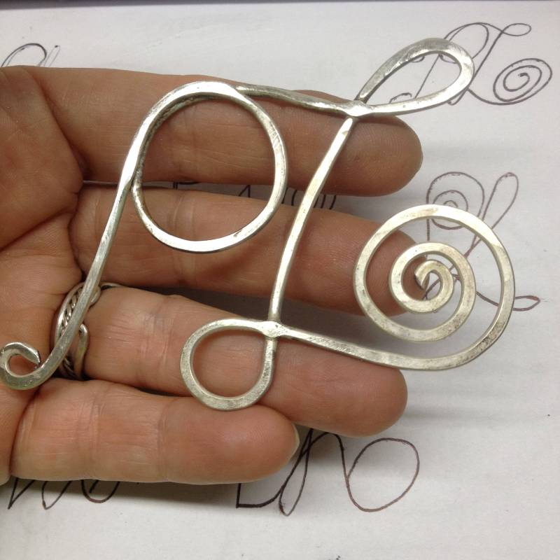 sterling Silber Personalisierte Initialen Brosche von CynthiaDelGiudice