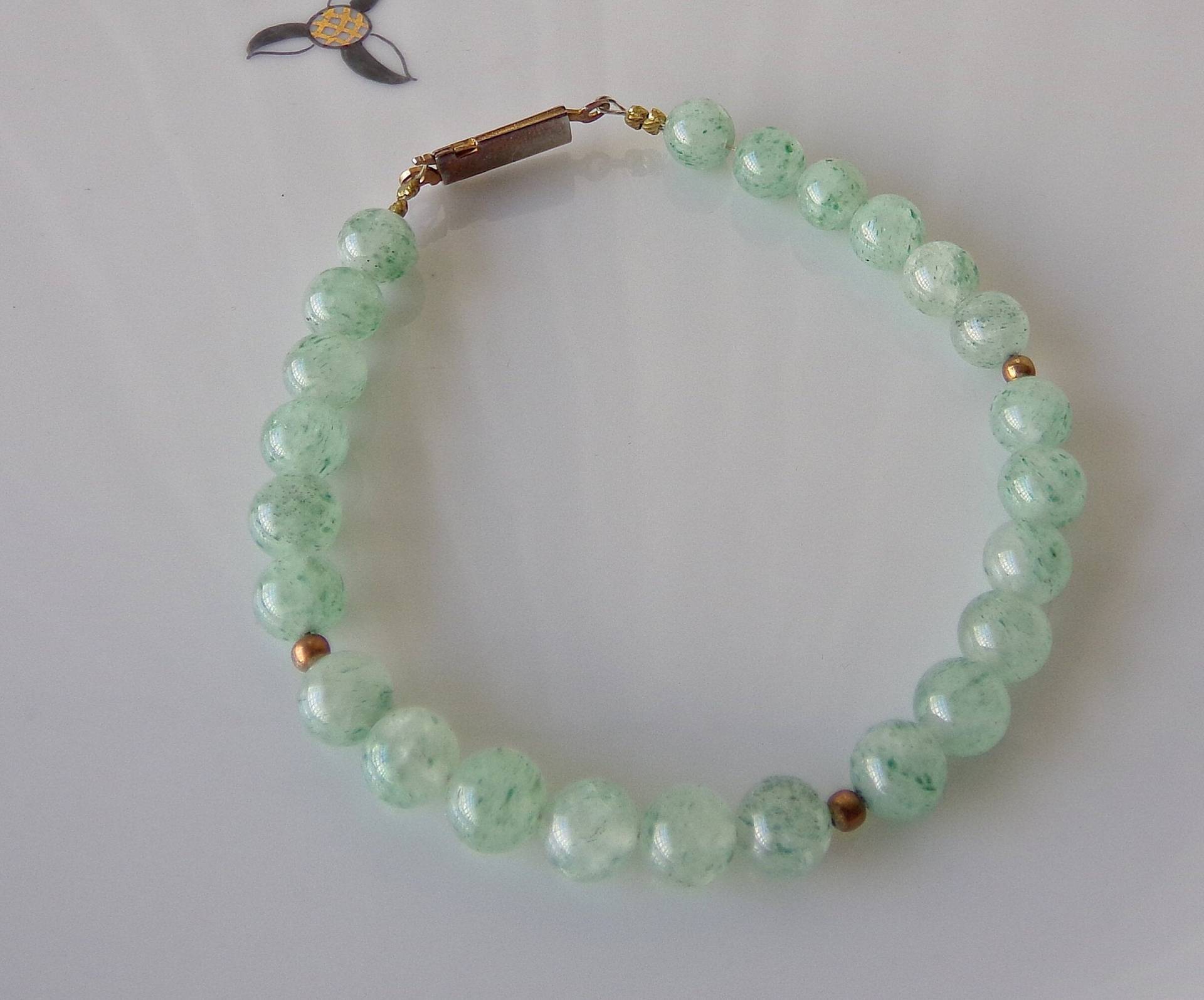 Vintage Perlenarmband Aus Grünem Quarz 1990Er Jahre von CynthiasAttic