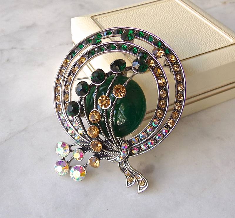 Vintage Strass Blumenstrauß Brosche Pin Anhänger von CynthiasAttic