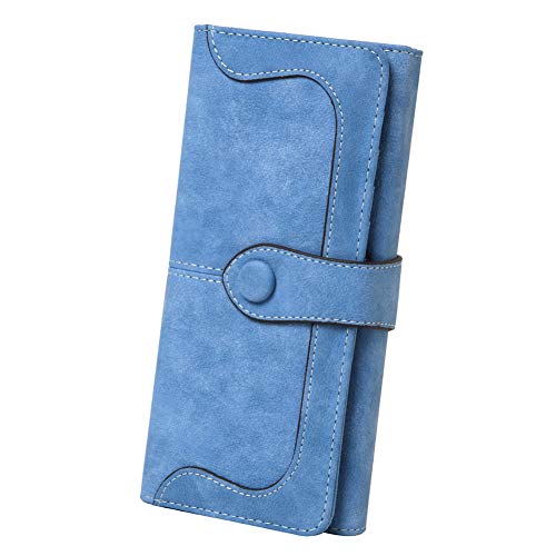 Cynure Damen vegan Leder 17 kartensteckplätze kartenhalter lang große Bifold mappe einheitsgröße hellblau von Cynure