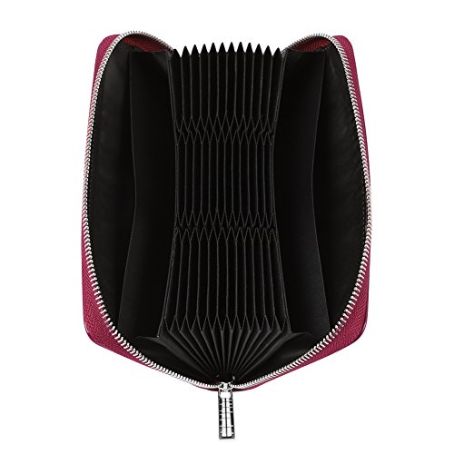 Cynure Kartenhalter für Damen, 36 Fächer, RFID-blockierend, groß, lang, Leder, Reißverschluss, Organizer, Akkordeon-Geldbörse, Violette Rose, Einheitsgröße, RFID-Geldbörse von Cynure