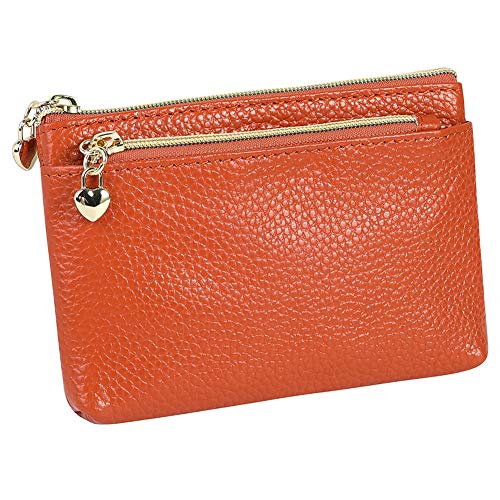 Damen Leder Geldbörse Münzgeldbörse Reißverschluss Taschengröße Pouch Münzbörsen, Braun von Cynure