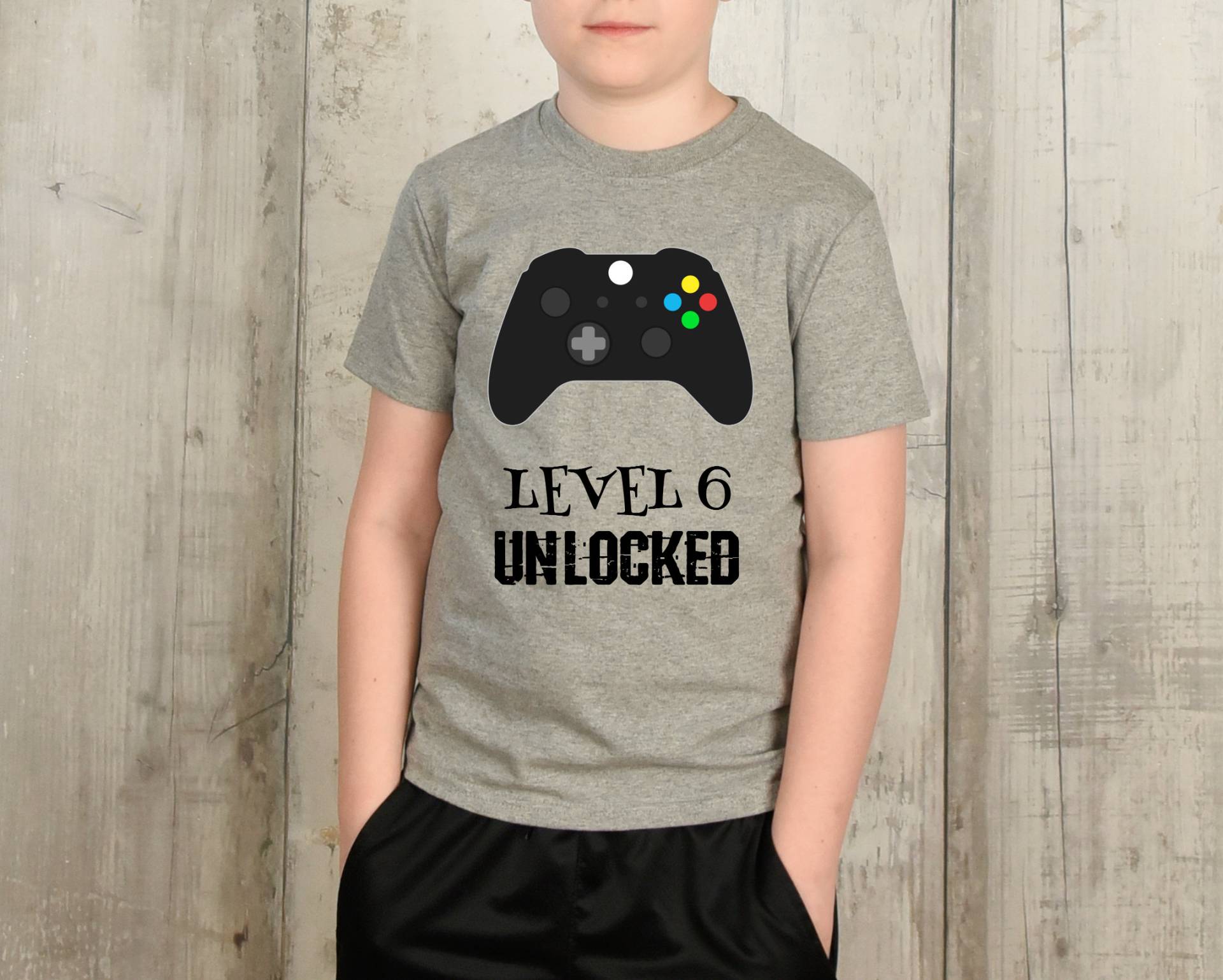stufe 6 Freigeschaltet T-Shirt/Jugend Gamer Shirt Sechsten Geburtstags-Party 6. Geburtstag Party Video Wettbewerb von CypressKidsBoutique