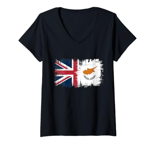 Damen Zypern-Flagge, zyprische Wurzeln T-Shirt mit V-Ausschnitt Damen Zypern-Flagge, zyprische Wurzeln T-Shirt mit V-Ausschnitt von Cyprus Flag Cypriot Roots