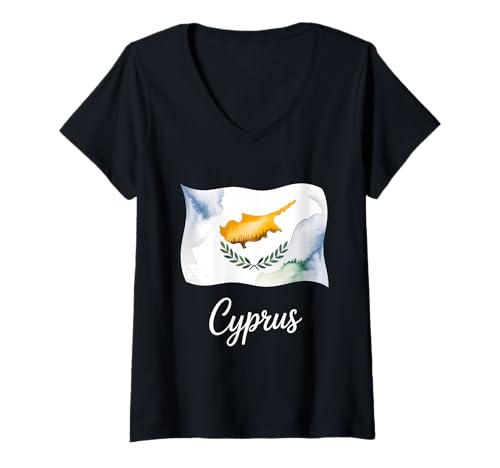 Damen Zypern-Flagge, zyprische Wurzeln T-Shirt mit V-Ausschnitt Damen Zypern-Flagge, zyprische Wurzeln T-Shirt mit V-Ausschnitt von Cyprus Flag Cypriot Roots