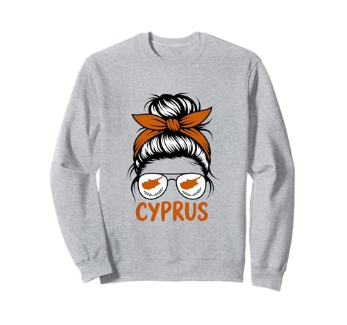 Zypern-Flagge, unordentliches Dutt, Mädchen, zyprische Wurzeln Sweatshirt von Cyprus Flag Cypriot Roots