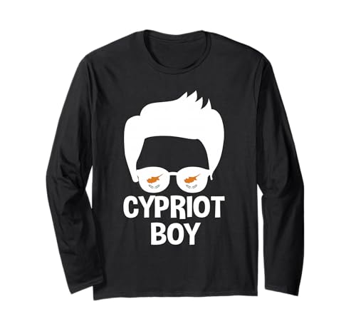 Cypriot Boy Silhouette Proud Zypern Flagge Sonnenbrille Langarmshirt von Cyprus Flag Designs Proud Cypriot Roots