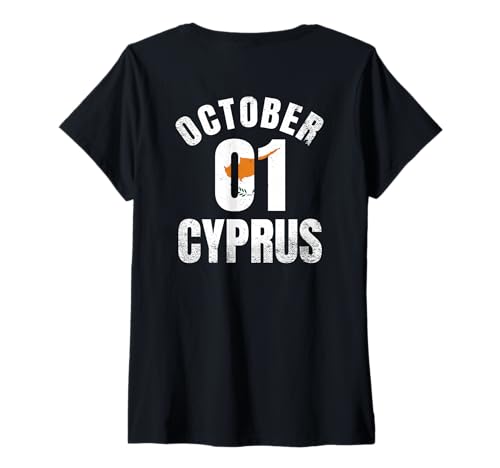 Damen Unabhängigkeitstag Zypern 1. Oktober T-Shirt mit V-Ausschnitt von Cyprus Flag Designs Proud Cypriot Roots