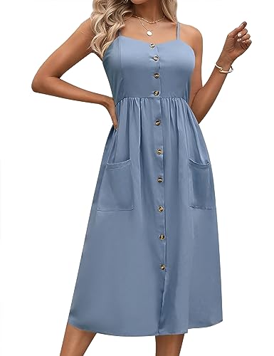 Cyrakt Damen Sommerkleid Ärmelloses Trägerkleid Elegantes Sun Kleid Prom Dress Lang Dresses Urlaubskleid Knielang Strandkleid Freizeitkleid von Cyrakt