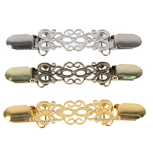 3 Stück Vintage Hemdkleid Cardigan Clip Schal Clips Pullover Clips für Damen Mädchen Kragen Kleider Clips von Cyrank