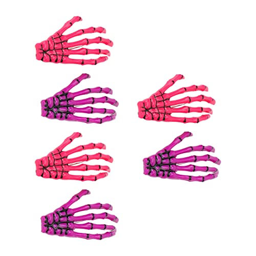 6 Stück Skelett Hände Haarspangen, bunte Kunststoff Handknochenform Haarspangen Emo Krokodil Haarnadeln Gothic Punk Rock Haarschmuck für Frauen Mädchen Devil Party von Cyrank