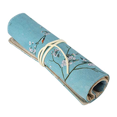 Cyrank Leinwand Stifterolle, Bleistift Rolle Leinwand Wrap Roll-up, Stifteetui Zum Rollen Pencil Pouch Bleistifthalter Für Schule Kunst Skizze Zeichnung Chinesischer Antiker Stil(Blume) von Cyrank