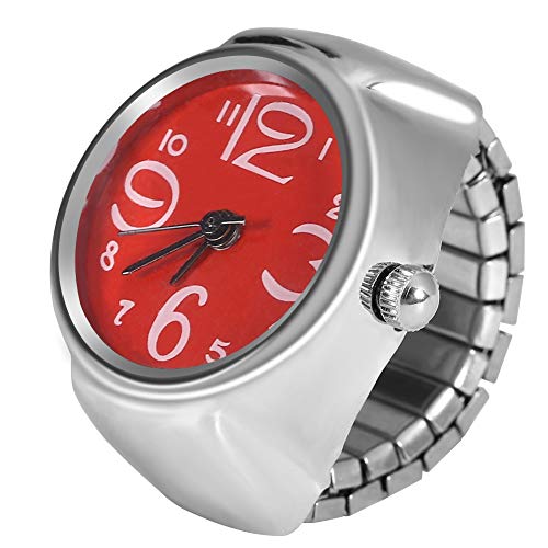 Cyrank Fingeruhr für Herren und Damen, modische analoge Quarzuhr, rund, Unisex, Fingerring, Neuheitsuhren (Rot) von Cyrank