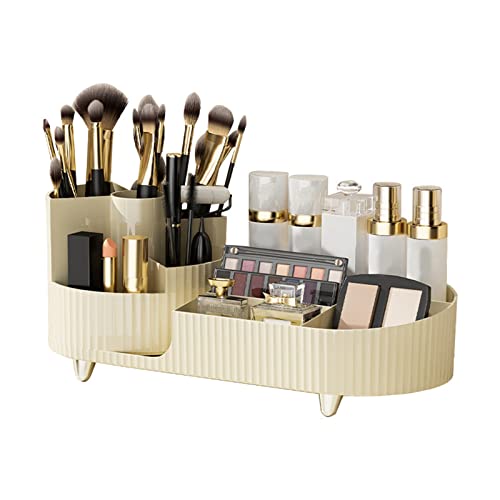 Rotierender Make-up-Organizer, um 360 Grad Drehbare Kosmetikvitrine Mit Großer Kapazität, Kosmetikregal-Organizer, Trennwand, Kosmetik-Aufbewahrungsbox(Weiß) von Cyrank