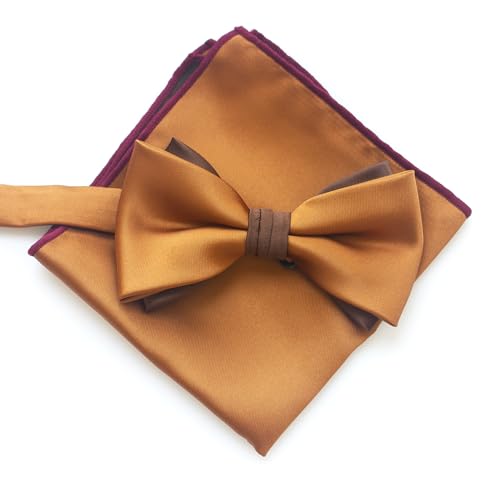 Cyriacus Fliege Herren mit Einstecktuch Set, Einzigartiges Colour-Blocking-Design, für Männer Hochzeit Anzug Smoking von Cyriacus