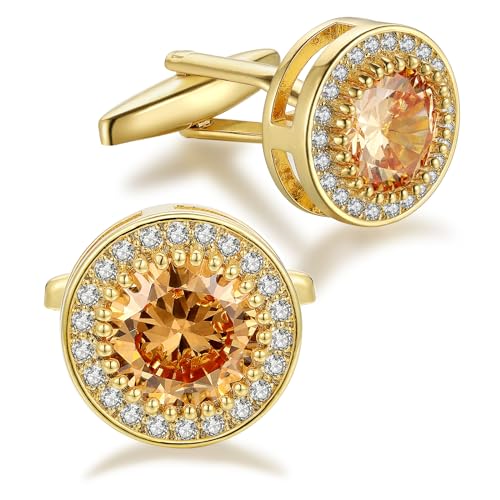 Manschettenknöpfe Zirkonia Herren Kristall Manschettenknopf Cufflinks CZ für Hochzeit Bräutigam Trauzeuge von Cyriacus