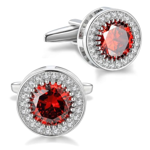Manschettenknöpfe Zirkonia Herren Kristall Manschettenknopf Cufflinks CZ für Hochzeit Bräutigam Trauzeuge von Cyriacus