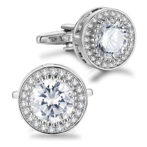 Manschettenknöpfe Zirkonia Herren Kristall Manschettenknopf Cufflinks CZ für Hochzeit Bräutigam Trauzeuge von Cyriacus
