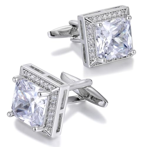 Manschettenknöpfe für Herren, CZ Manschettenknöpfe Sparkle Diamond Gold Square Manschettenknöpfe für Hochzeit Bräutigam Trauzeuge Silber Manschettenknöpfe für Herren, CZ Manschettenknöpfe Sparkle Diamond Gold Square Manschettenknöpfe für Hochzeit Bräutigam Trauzeuge Silber von Cyriacus