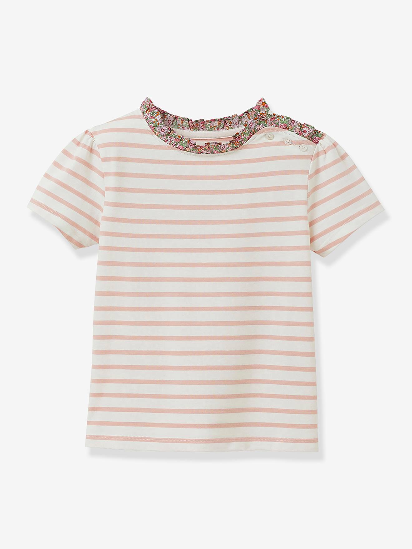 Geringeltes Mädchen T-Shirt mit Liberty-Kragen CYRILLUS von Cyrillus