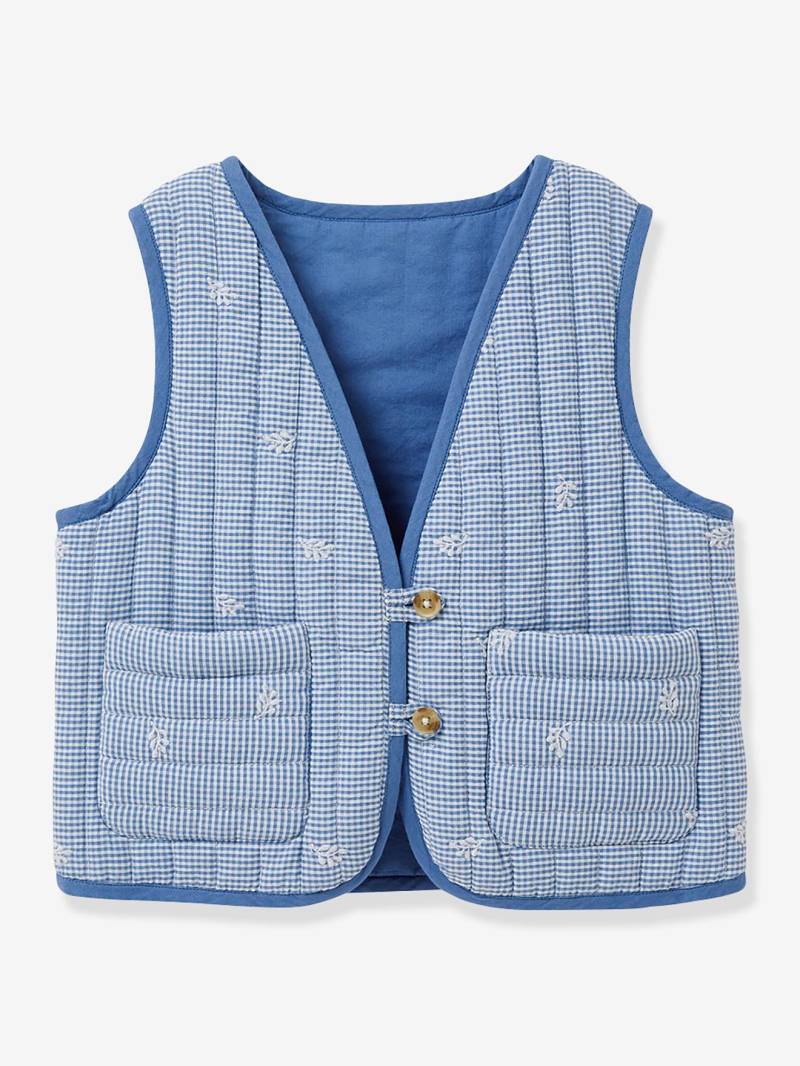 Gesteppte Mädchen Weste CYRILLUS mit Vichy-Karo und Stickereien von Cyrillus