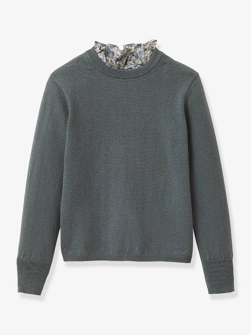 Pullover mit Liberty-Stoffkragen Mädchen CYRILLUS von Cyrillus