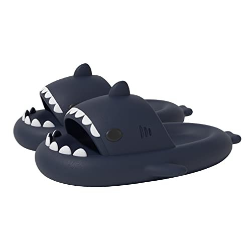 Cysincos Hai Hausschuhe Herren Damen Badeschuhe Sommer rutschfeste Hai Slides Sandalen Schnelltrocknende Cloud Shark Slides Eva Offene Zehen Weiche Garten Badelatschen,40/41EU,f-Marineblau von Cysincos