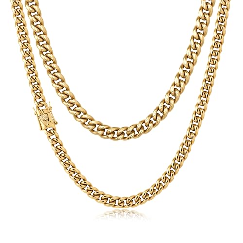 Cysnuc 6 mm Miami kubanische Gliederkette für Männer und Frauen, 14 Karat echt, vergoldet, 316L Edelstahl, dicke Halskette, Choker, hypoallergen, Hip-Hop-Schmuck mit Geschenkbox, 20 Inches, Edelstahl Cysnuc 6 mm Miami kubanische Gliederkette für Männer und Frauen, 14 Karat echt, vergoldet, 316L Edelstahl, dicke Halskette, Choker, hypoallergen, Hip-Hop-Schmuck mit Geschenkbox, 20 Inches, Edelstahl von Cysnuc
