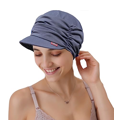 Cysocool Frauen Weiche Baseballkappe Weiche Bambus Newsboy Hut Peaked Chemo Hüte für Haarausfall Chemo Turbane Slouchy Beanie Bonnet Cap, dunkelgrau, Einheitsgröße von Cysocool