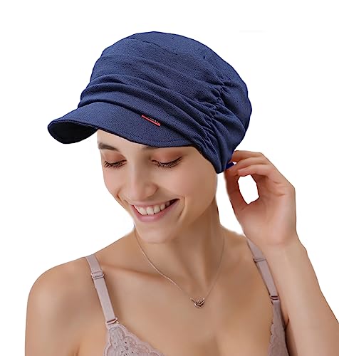 Cysocool Frauen Weiche Schirmmütze Newsboy Beanie Schildmütze Schiebermütze Chemo Hüte für Haarausfall Newsboy Cap Barett Hut Slouchy Beanie Ballonmütze von Cysocool