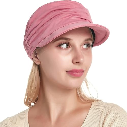 Cysocool Frauen Weiche Schirmmütze Newsboy Beanie Schildmütze Schiebermütze Chemo Hüte für Haarausfall Newsboy Cap Barett Hut Slouchy Beanie Ballonmütze von Cysocool