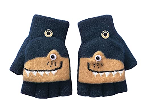 Kinder Convertible Winter Handschuhe für Mädchen Jungen 4-8 Jahre Halb Fingerlose Handschuhe mit Flip-Top Kaltes Wetter Kinder Fäustlinge Warme Strick Handschuhe Warm Isolierte Handschuhe Geschenk von Cysocool