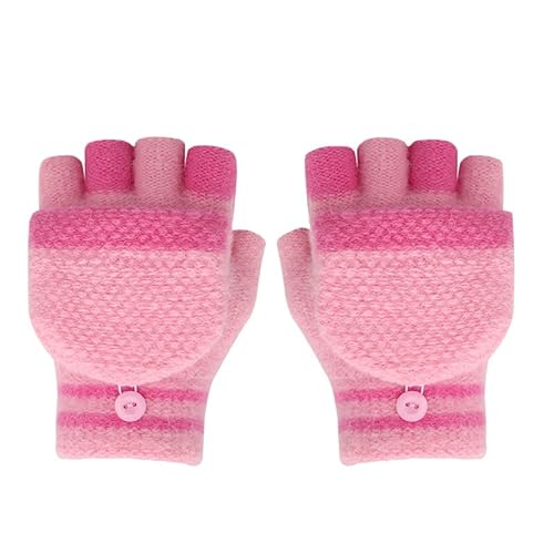 Kinder Convertible Winter Handschuhe für Mädchen Jungen 4-8 Jahre Halb Fingerlose Handschuhe mit Flip-Top Kaltes Wetter Kinder Fäustlinge Warme Strick Handschuhe Warm Isolierte Handschuhe Geschenk von Cysocool